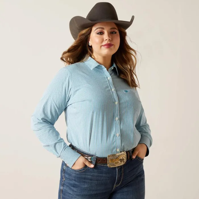 Women TShirts and Tops Ariat Kirby Stretch Shirt Crystal Teal Stripe Women TShirts and Tops Ariat Kirby Stretch Shirt Crystal Teal Stripe