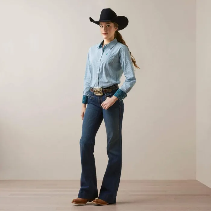 Women TShirts and Tops Ariat Kirby Stretch Shirt Crystal Teal Stripe Women TShirts and Tops Ariat Kirby Stretch Shirt Crystal Teal Stripe