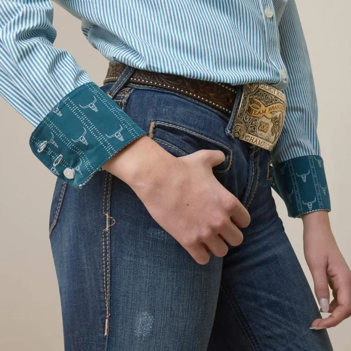 Women TShirts and Tops Ariat Kirby Stretch Shirt Crystal Teal Stripe Women TShirts and Tops Ariat Kirby Stretch Shirt Crystal Teal Stripe
