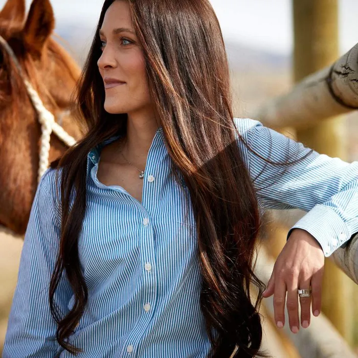 Women TShirts and Tops Ariat Kirby Stretch Shirt Crystal Teal Stripe Women TShirts and Tops Ariat Kirby Stretch Shirt Crystal Teal Stripe