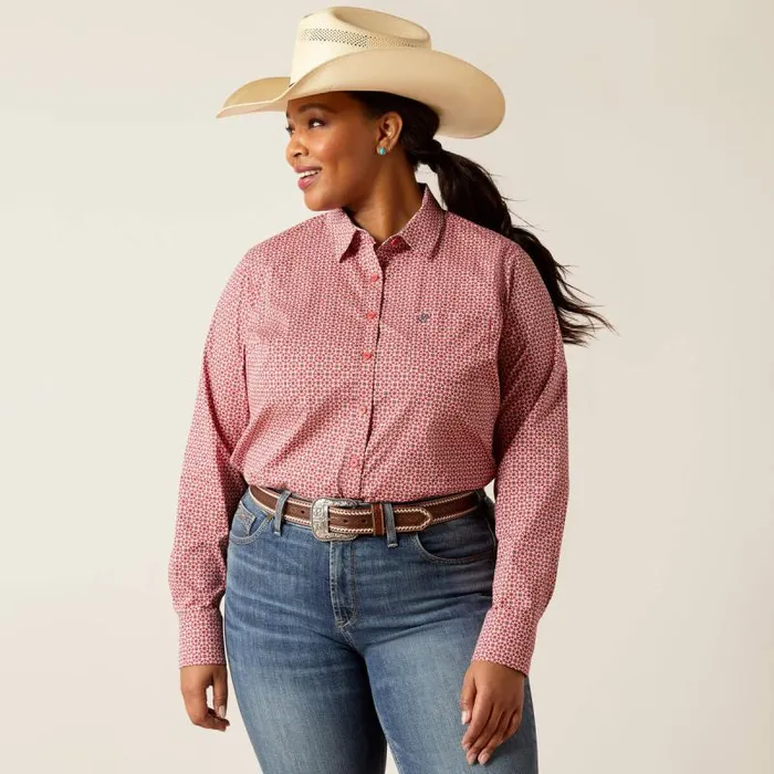 Women TShirts and Tops Ariat Kirby Stretch Shirt Garnet Rose Geo Women TShirts and Tops Ariat Kirby Stretch Shirt Garnet Rose Geo
