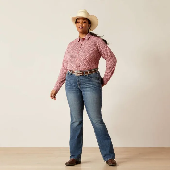 Women TShirts and Tops Ariat Kirby Stretch Shirt Garnet Rose Geo Women TShirts and Tops Ariat Kirby Stretch Shirt Garnet Rose Geo