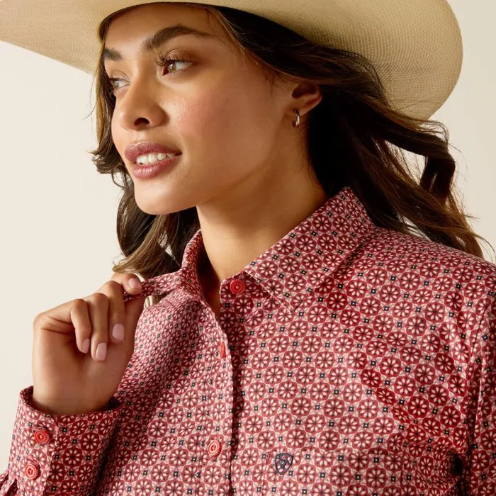 Women TShirts and Tops Ariat Kirby Stretch Shirt Garnet Rose Geo Women TShirts and Tops Ariat Kirby Stretch Shirt Garnet Rose Geo