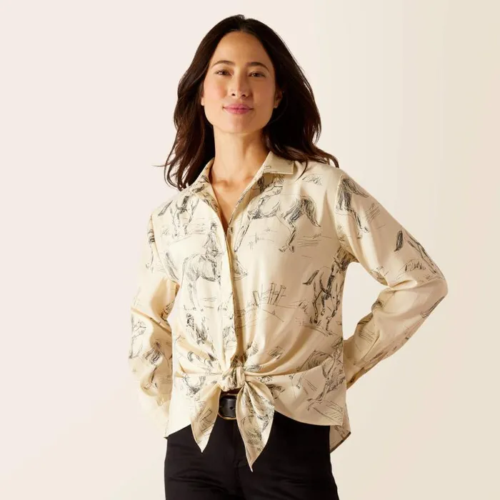 Women TShirts and Tops Ariat Larkspur Blouse Ivory Toile