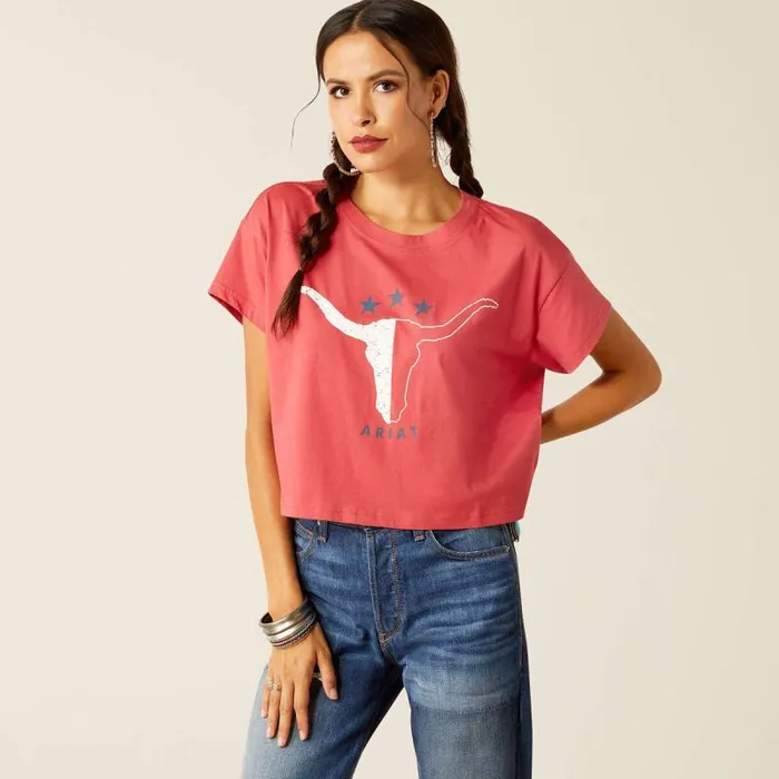 Women TShirts and Tops Ariat Lone Star TShirt Garnet Rose