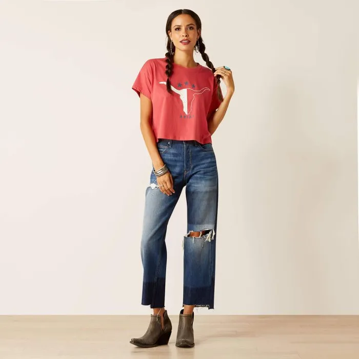 Women TShirts and Tops Ariat Lone Star TShirt Garnet Rose Women TShirts and Tops Ariat Lone Star TShirt Garnet Rose