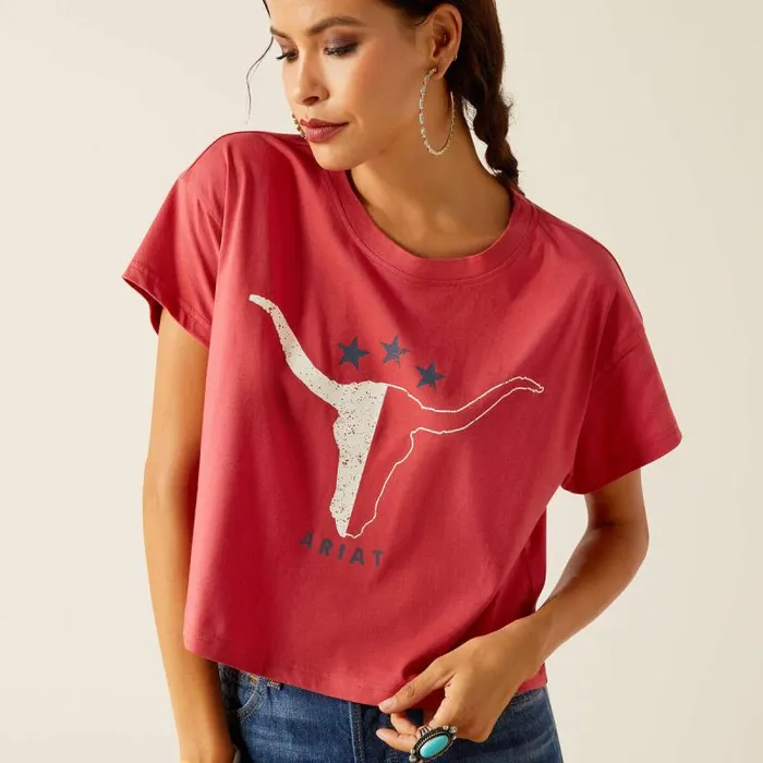 Women TShirts and Tops Ariat Lone Star TShirt Garnet Rose Women TShirts and Tops Ariat Lone Star TShirt Garnet Rose