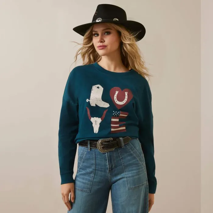 Women TShirts and Tops Ariat Love Oversized Tee Reflecting Pond