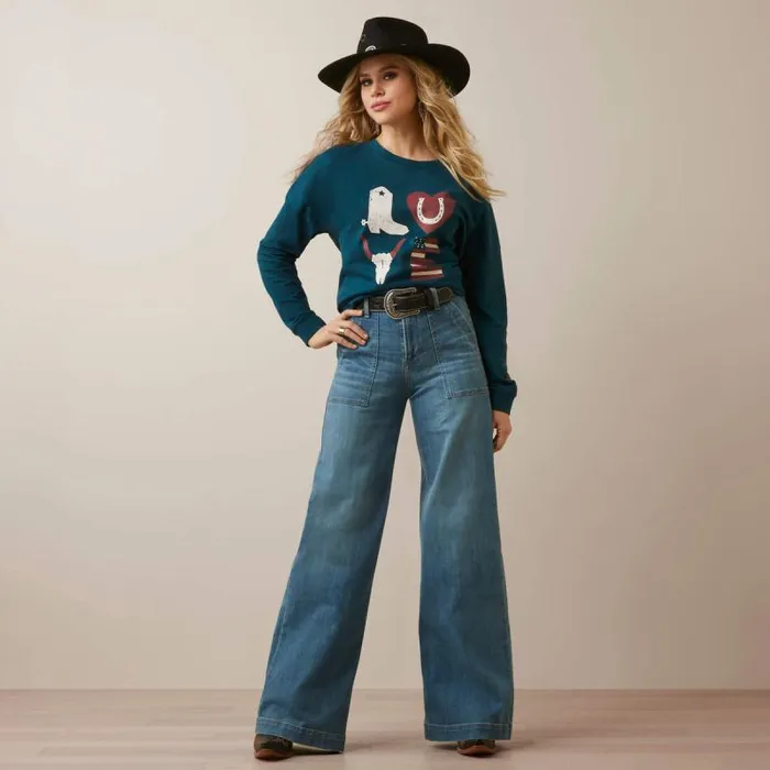 Women TShirts and Tops Ariat Love Oversized Tee Reflecting Pond