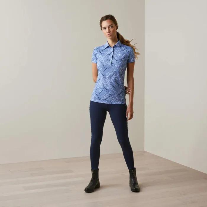 Women TShirts and Tops Ariat Motif Polo Ashleigh Blue Bit Print