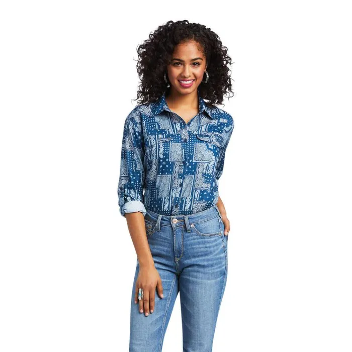 Women TShirts and Tops Ariat Outbound VentTEK Stretch Shirt Tile Paisley