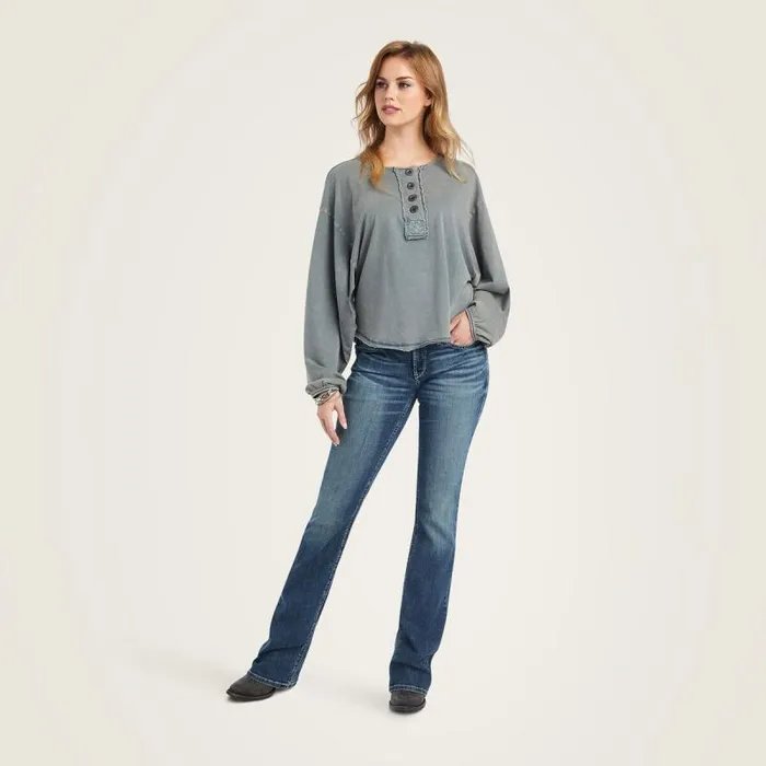 Women TShirts and Tops Ariat Pinon Henley Top Midnight Navy