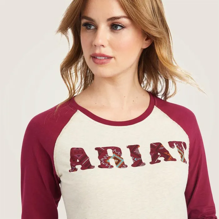 Women TShirts and Tops Ariat REAL Ariat Baseball Shirt Oatmeal Heatherbeet Red Women TShirts and Tops Ariat REAL Ariat Baseball Shirt Oatmeal Heatherbeet Red
