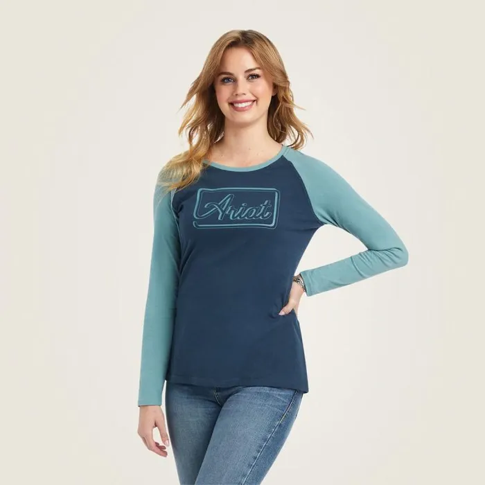 Women TShirts and Tops Ariat REAL Baseball Shirt Midnight Navyarctic