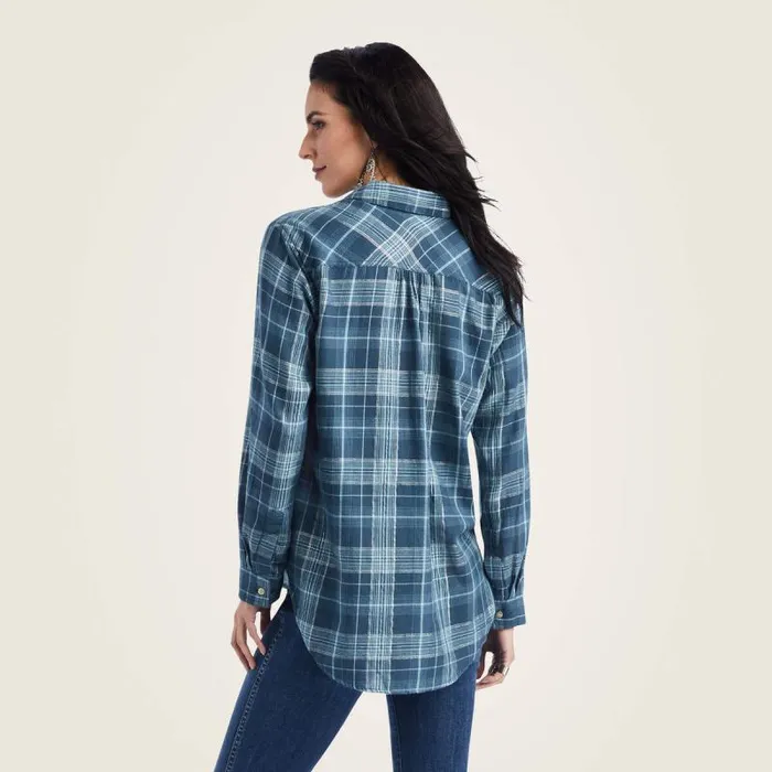 Women TShirts and Tops Ariat REAL Billie Jean Popover Shirt Lurex Plaid