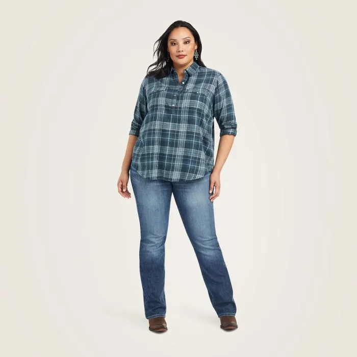 Women TShirts and Tops Ariat REAL Billie Jean Popover Shirt Lurex Plaid