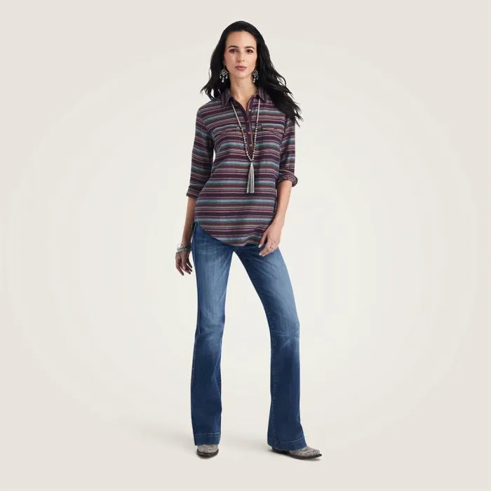 Women TShirts and Tops Ariat REAL Billie Jean Popover Shirt Roadside Stripe Women TShirts and Tops Ariat REAL Billie Jean Popover Shirt Roadside Stripe