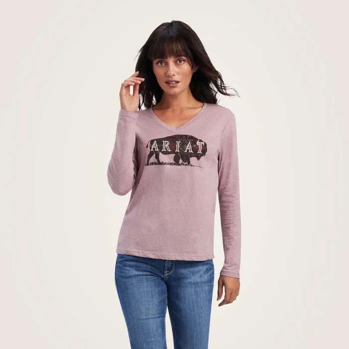 Women TShirts and Tops Ariat REAL Chest Logo Relaxed Tee Nostalgia Rose