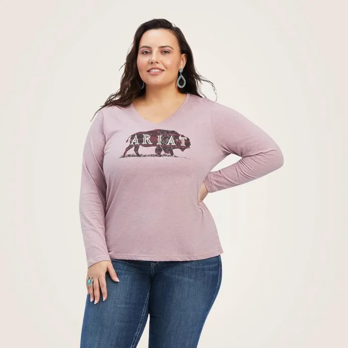 Women TShirts and Tops Ariat REAL Chest Logo Relaxed Tee Nostalgia Rose