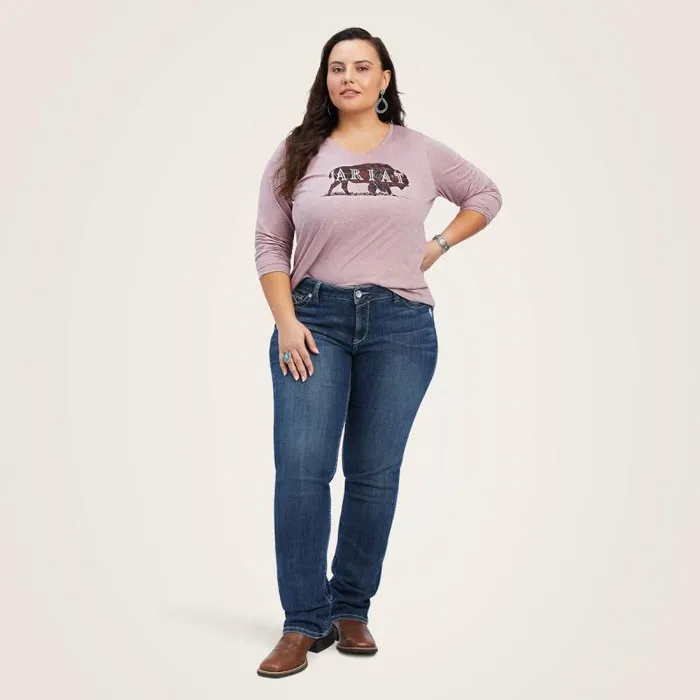 Women TShirts and Tops Ariat REAL Chest Logo Relaxed Tee Nostalgia Rose