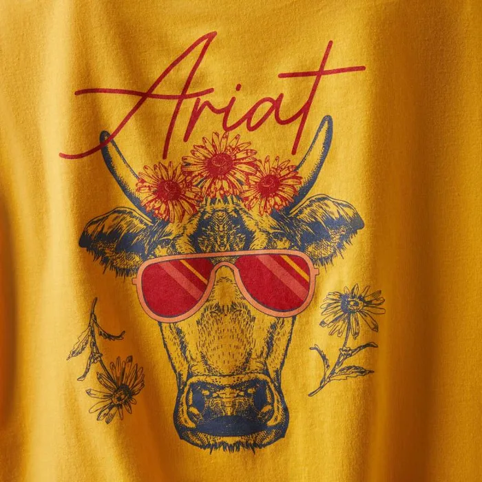 Women TShirts and Tops Ariat REAL Cool Cow Tee Yolk Yellow Women TShirts and Tops Ariat REAL Cool Cow Tee Yolk Yellow