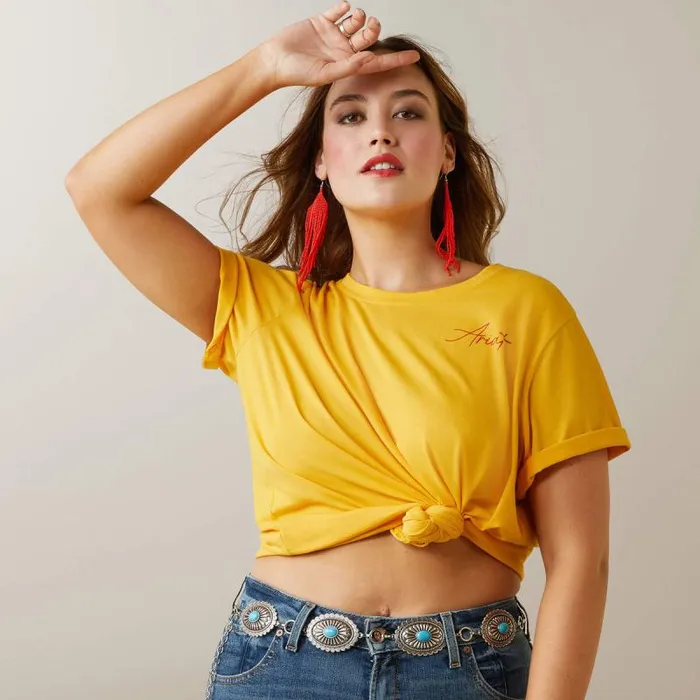 Women TShirts and Tops Ariat REAL Cool Cow Tee Yolk Yellow Women TShirts and Tops Ariat REAL Cool Cow Tee Yolk Yellow