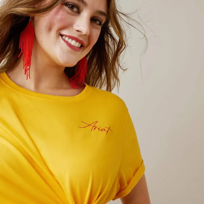 Women TShirts and Tops Ariat REAL Cool Cow Tee Yolk Yellow Women TShirts and Tops Ariat REAL Cool Cow Tee Yolk Yellow
