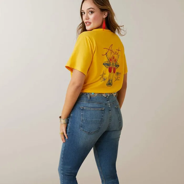 Women TShirts and Tops Ariat REAL Cool Cow Tee Yolk Yellow Women TShirts and Tops Ariat REAL Cool Cow Tee Yolk Yellow
