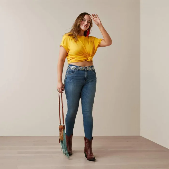 Women TShirts and Tops Ariat REAL Cool Cow Tee Yolk Yellow Women TShirts and Tops Ariat REAL Cool Cow Tee Yolk Yellow