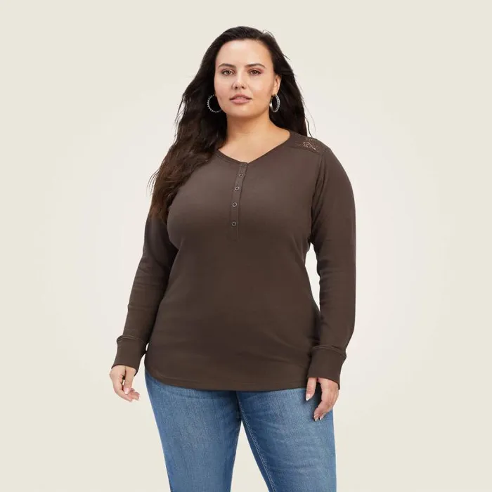 Women TShirts and Tops Ariat REAL Henley Shirt Brazil Nut Women TShirts and Tops Ariat REAL Henley Shirt Brazil Nut