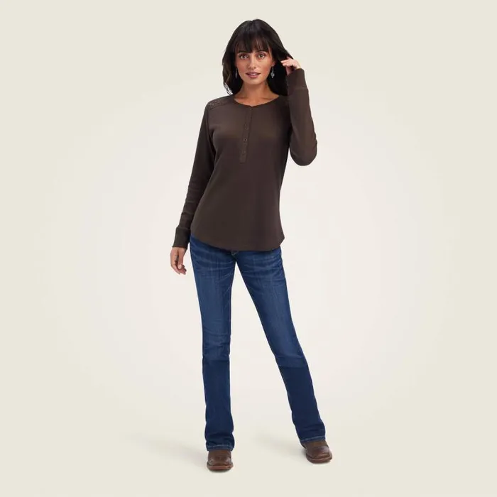 Women TShirts and Tops Ariat REAL Henley Shirt Brazil Nut Women TShirts and Tops Ariat REAL Henley Shirt Brazil Nut