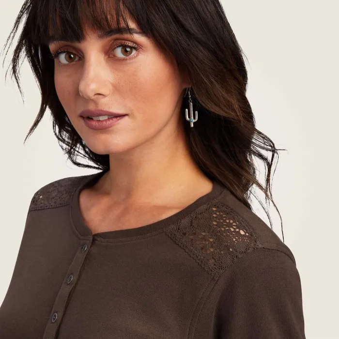 Women TShirts and Tops Ariat REAL Henley Shirt Brazil Nut Women TShirts and Tops Ariat REAL Henley Shirt Brazil Nut