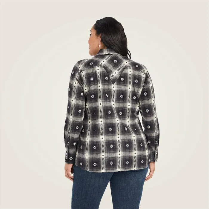 Women TShirts and Tops Ariat REAL Thunderstorm Shirt Thunderstorm Plaid Dobby Flann