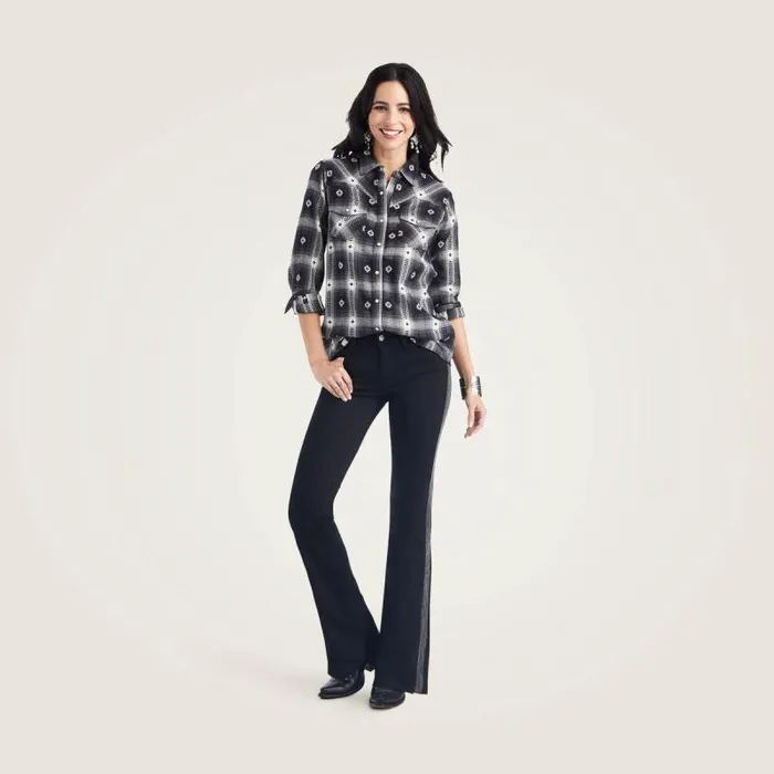 Women TShirts and Tops Ariat REAL Thunderstorm Shirt Thunderstorm Plaid Dobby Flann