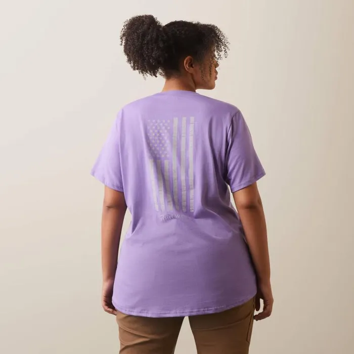 Women TShirts and Tops Ariat Rebar Cotton Strong American Flag Graphc TShirt Paisley Purple
