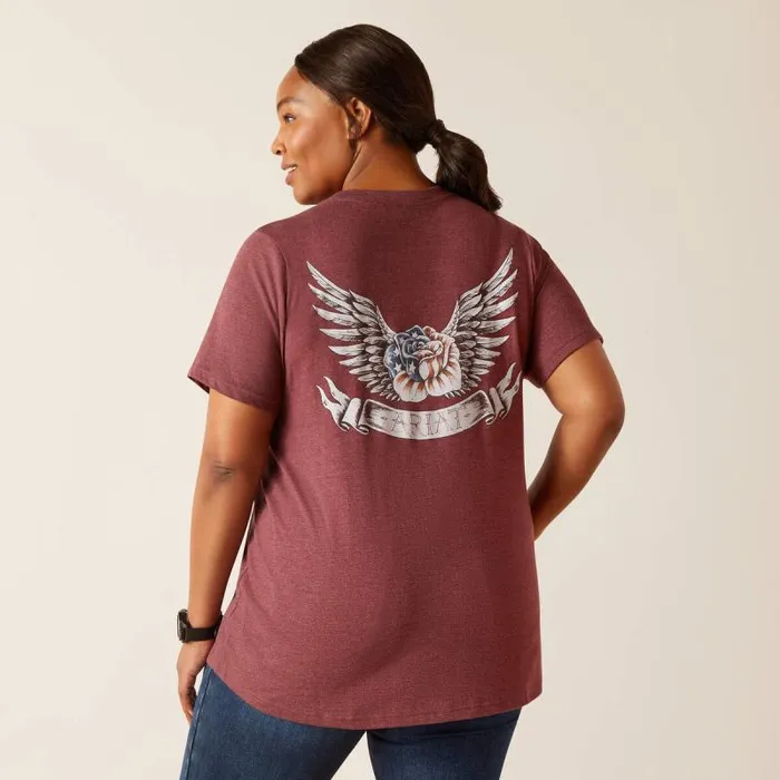 Women TShirts and Tops Ariat Rebar Cotton Strong American Rose TShirt Burgundy Heather Women TShirts and Tops Ariat Rebar Cotton Strong American Rose TShirt Burgundy Heather