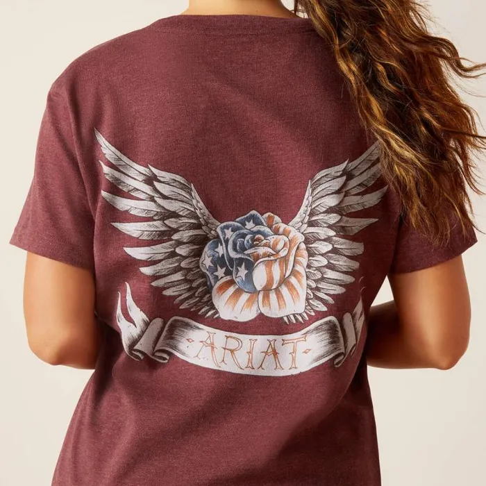 Women TShirts and Tops Ariat Rebar Cotton Strong American Rose TShirt Burgundy Heather Women TShirts and Tops Ariat Rebar Cotton Strong American Rose TShirt Burgundy Heather