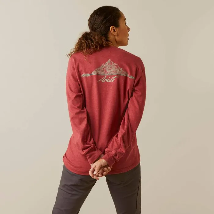 Women TShirts and Tops Ariat Rebar Cotton Strong Arrow Red Dahlia Heather