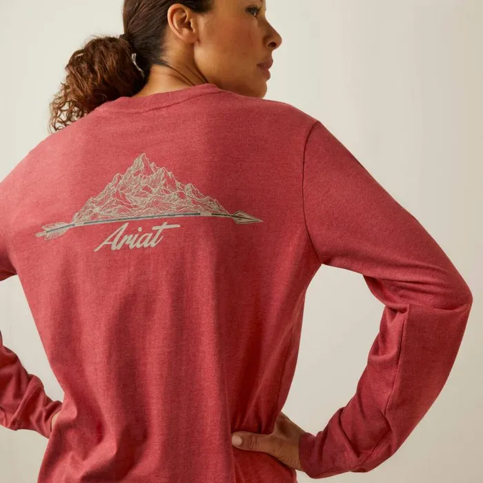 Women TShirts and Tops Ariat Rebar Cotton Strong Arrow Red Dahlia Heather