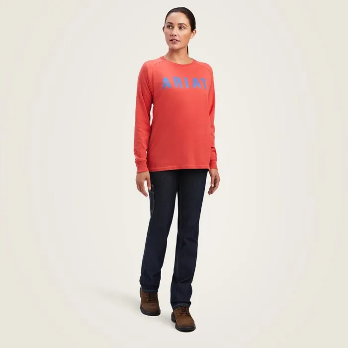 Women TShirts and Tops Ariat Rebar Cotton Strong Block TShirt Baked Apple True Navy Women TShirts and Tops Ariat Rebar Cotton Strong Block TShirt Baked Apple True Navy