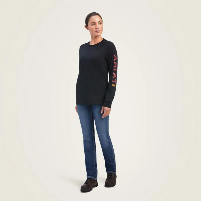 Women TShirts and Tops Ariat Rebar Cotton Strong Logo Graphic Black Rosewood Women TShirts and Tops Ariat Rebar Cotton Strong Logo Graphic Black Rosewood