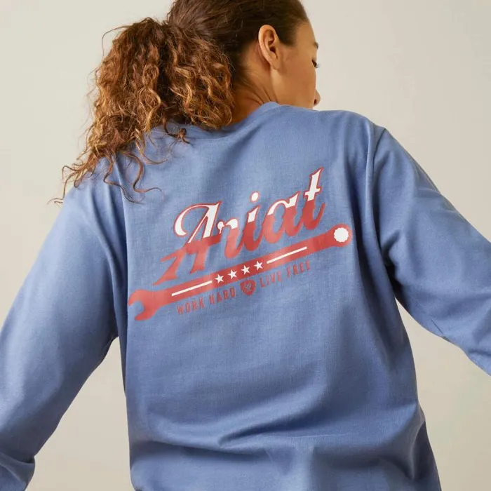 Women TShirts and Tops Ariat Rebar Cotton Strong Work Hard Bijou Blue Women TShirts and Tops Ariat Rebar Cotton Strong Work Hard Bijou Blue