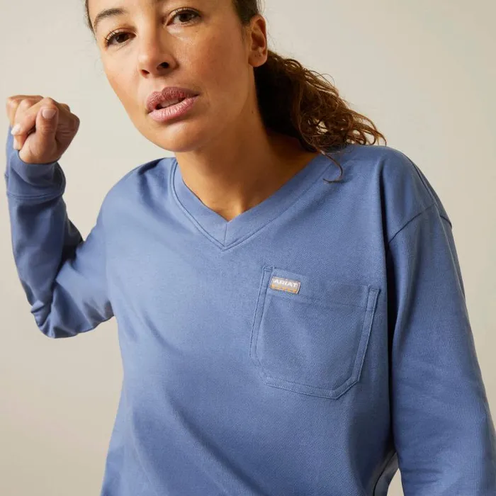 Women TShirts and Tops Ariat Rebar Cotton Strong Work Hard Bijou Blue Women TShirts and Tops Ariat Rebar Cotton Strong Work Hard Bijou Blue