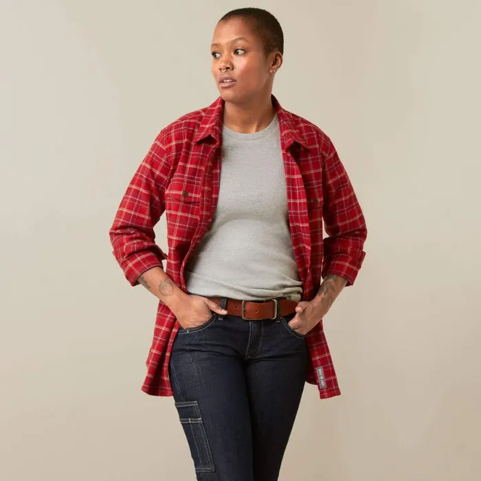 Women TShirts and Tops Ariat Rebar Flannel DuraStretch Work Shirt Samba Plaid