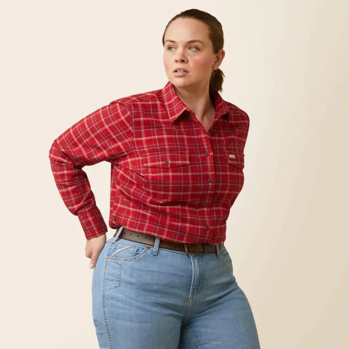 Women TShirts and Tops Ariat Rebar Flannel DuraStretch Work Shirt Samba Plaid