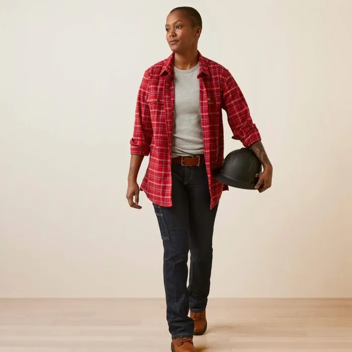 Women TShirts and Tops Ariat Rebar Flannel DuraStretch Work Shirt Samba Plaid