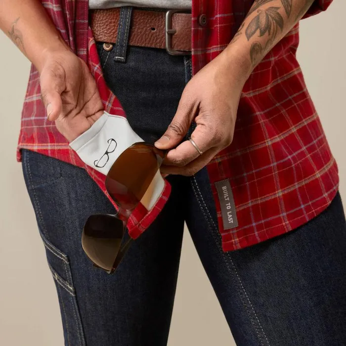 Women TShirts and Tops Ariat Rebar Flannel DuraStretch Work Shirt Samba Plaid