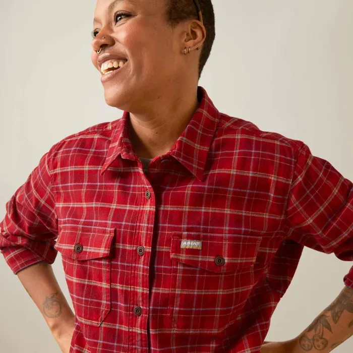 Women TShirts and Tops Ariat Rebar Flannel DuraStretch Work Shirt Samba Plaid