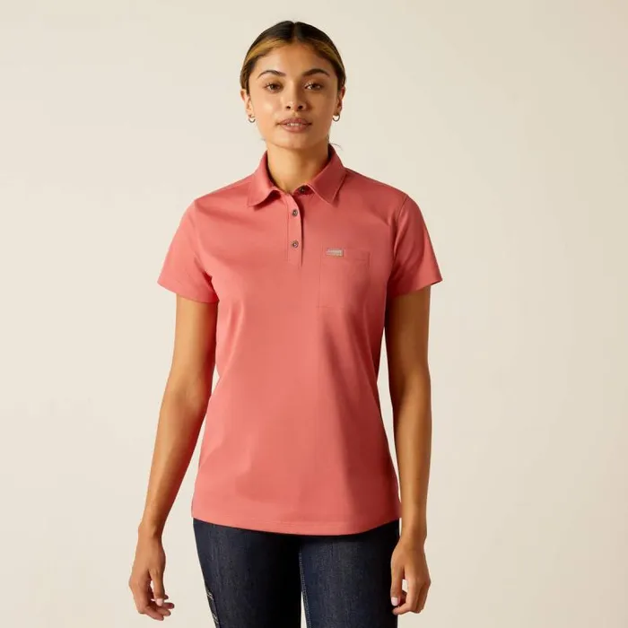 Women TShirts and Tops Ariat Rebar Foreman Polo Mineral Red