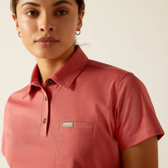 Women TShirts and Tops Ariat Rebar Foreman Polo Mineral Red